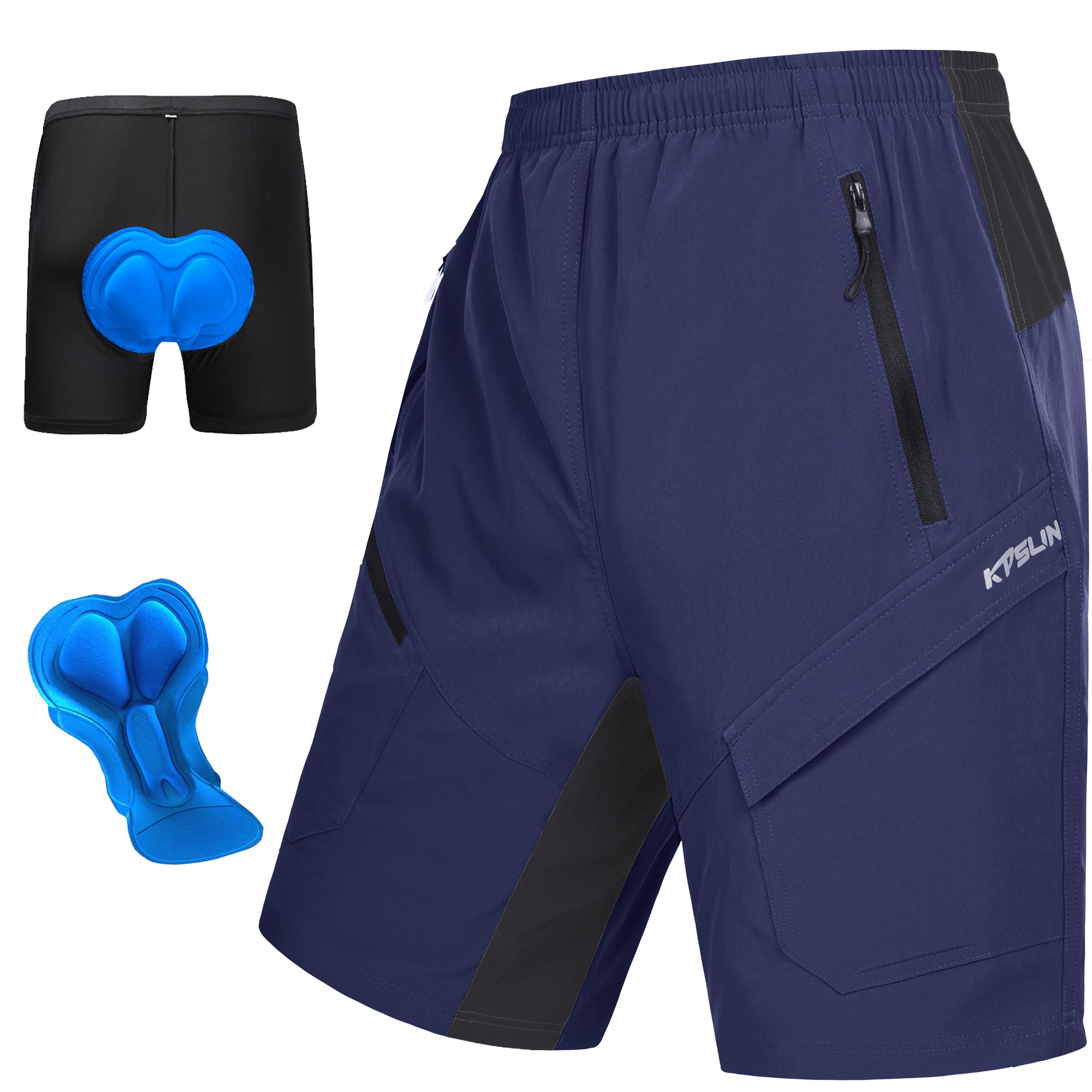Men's Mountain Bike Shorts 3D Padded Baggy Bicycle Riding Cycling Shorts Quick Dry Lightweight Biking Shorts