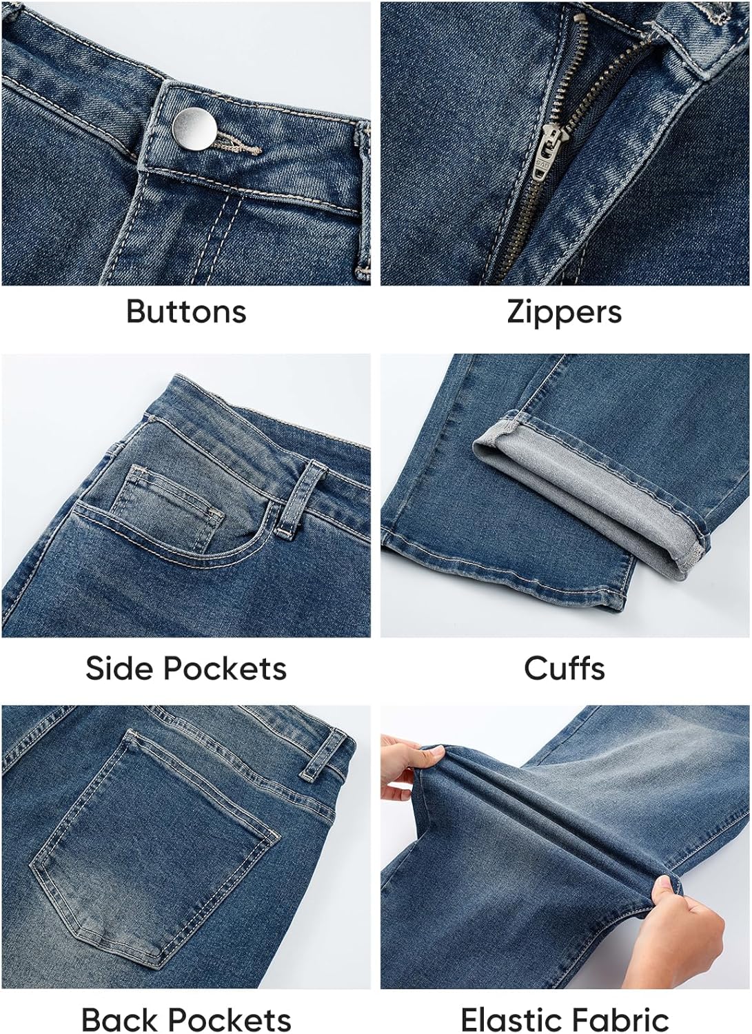 JMIERR Men's Baggy Jeans Wide Leg Skater Hip Hop Denim Pants Loose Fit Streetwear - Image 7