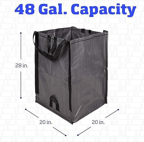 Miniatura 7 de DURASACK Bolsa de basura resistente para el hogar y el patio, de polipropileno tejido de 48 galones, bolsa reutilizable para césped y jardín de