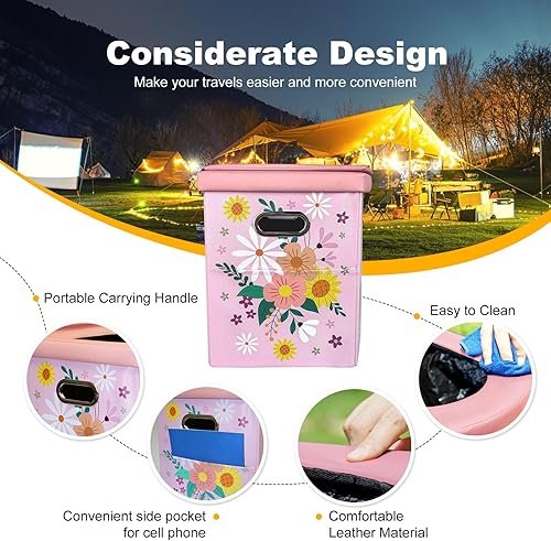 Vista 30 de Inodoro portátil XL mejorado, para adultos y niños, extragrande, de viaje, alto, con tapa, orinal compacto para automóvil, senderismo, playa y Negro