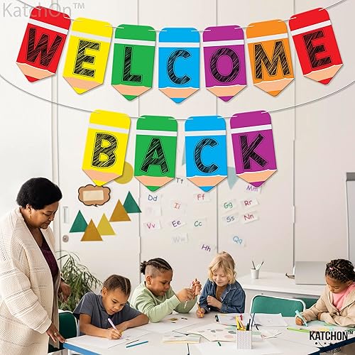 Miniatura 5 de KatchOn, Cartel de bienvenida de regreso a clases, extragrande, 72 x 44 pulgadas, telón de fondo de regreso a clases, cartel de bienvenida para