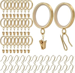 Novabright 48 Pack Luxury Curtain Rings with Clips and 48 Pcs Curtain Hooks 2 Inch Smooth Slide Curtains Rings 1-5/8 Inch Inside Diameter with Smooth Quiet Nylon Inserts for Room