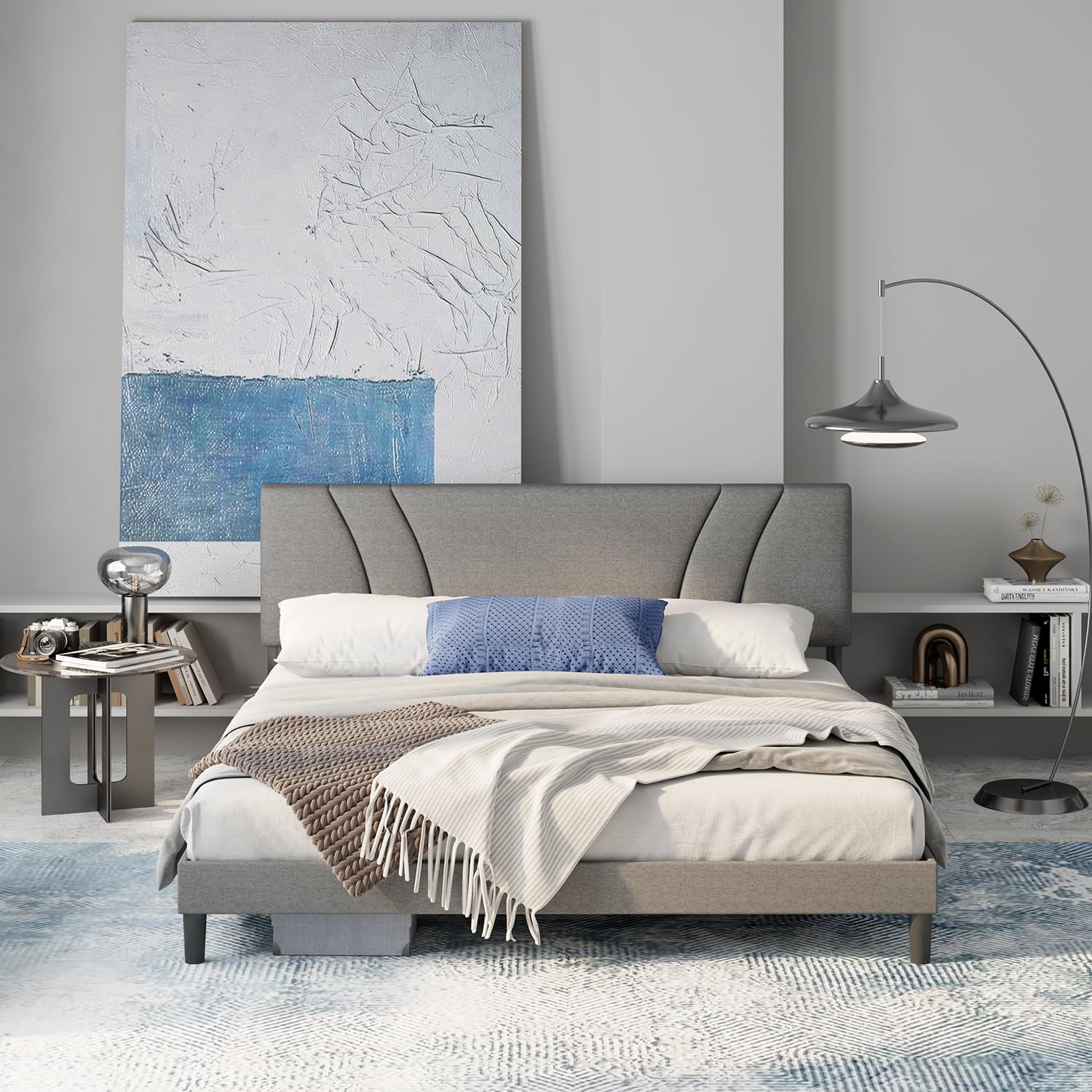 Cadre De Lit Double 160x200 Cm Avec LED, Lit Plateforme Avec Tiroirs Station De Charge Type C Inclus 3 Mode Lumieres Controle App Voix Charge 500kg 94193338