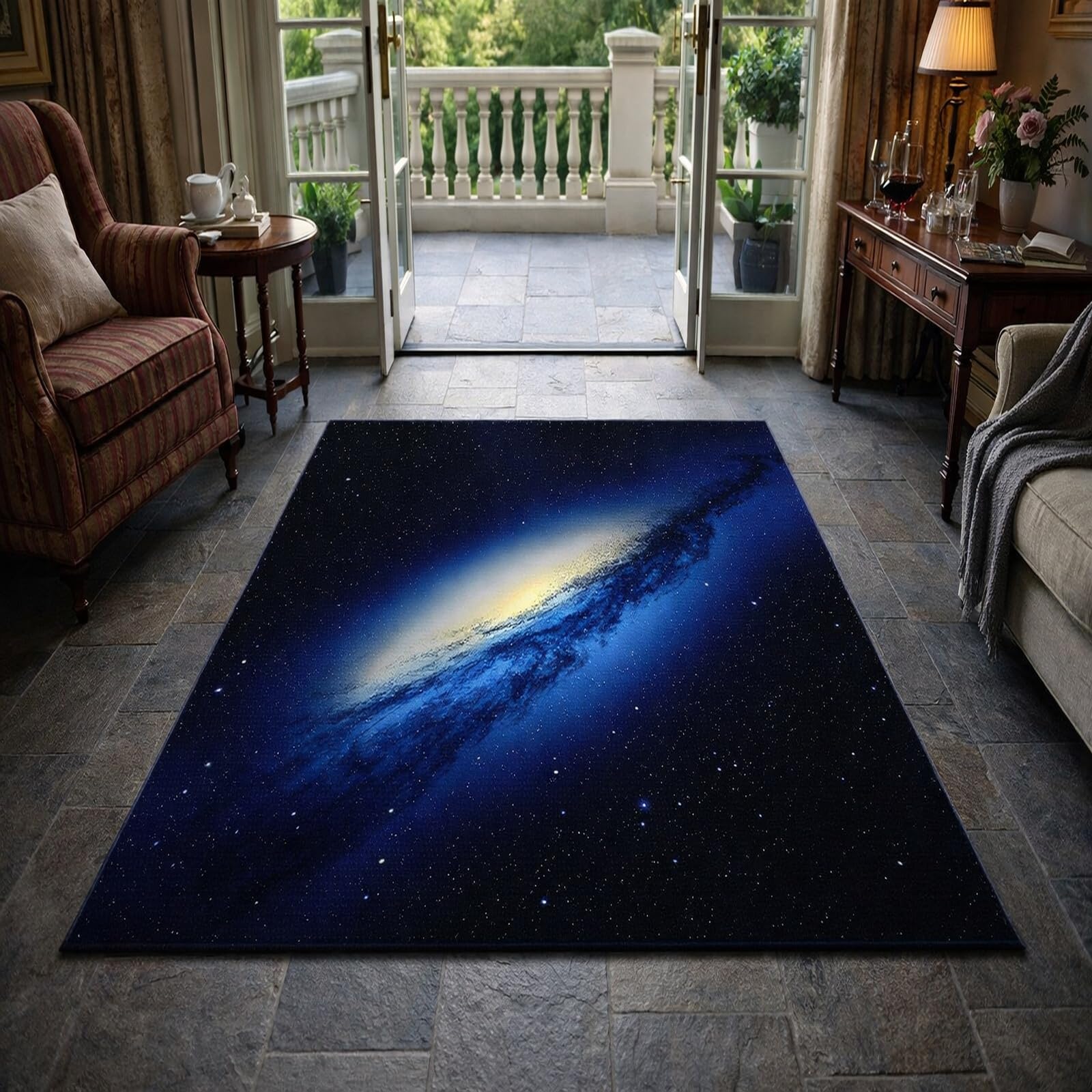 Tapis abstrait moderne bleu haute qualité 140x140 cm decorations maison