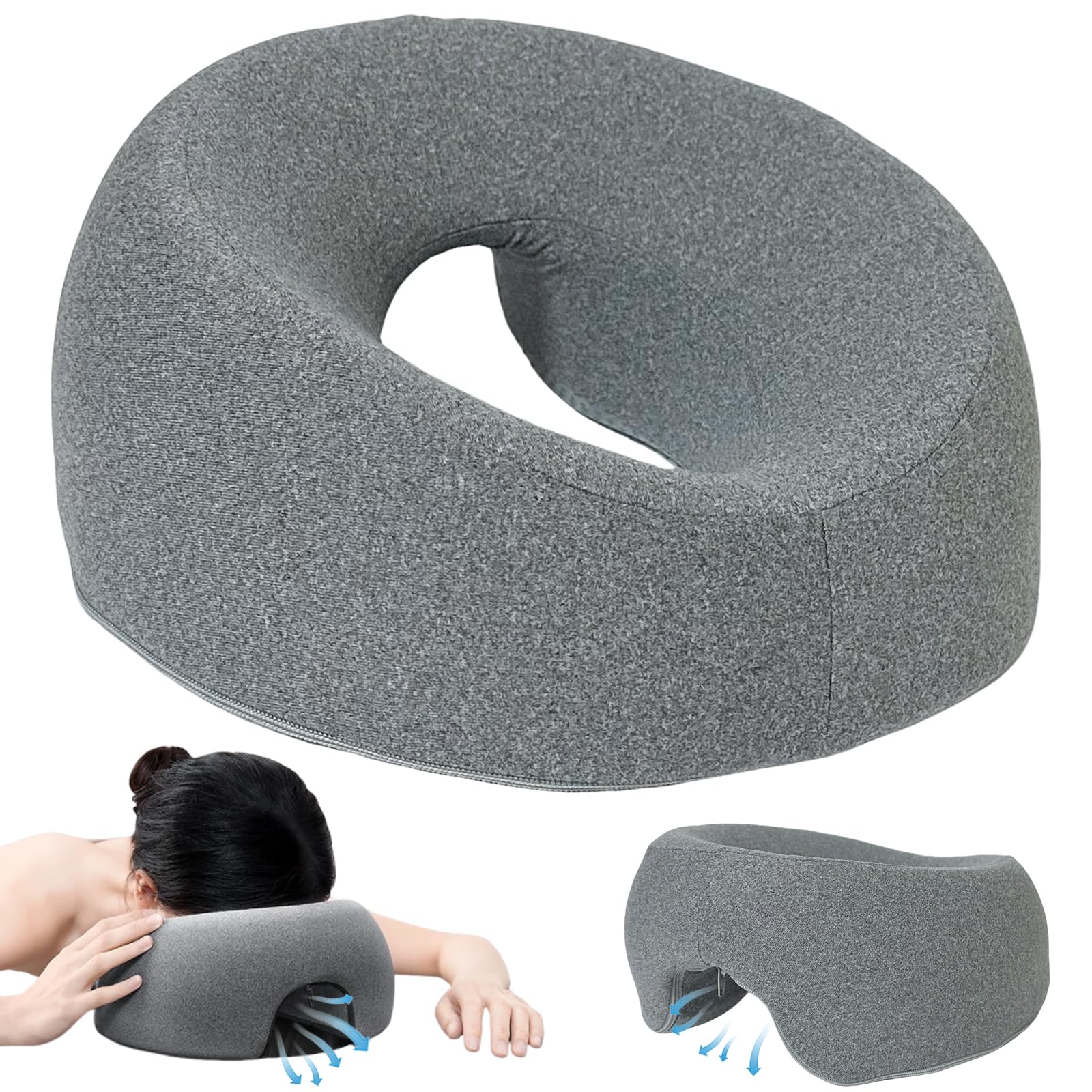 GYWHOFUL - Cojín de masaje de espuma viscoelástica, cojín ergonómico para cama de masaje, almohada de masaje con agujero para la cabeza, reposacabezas con funda extraíble, ideal para spa, salón y