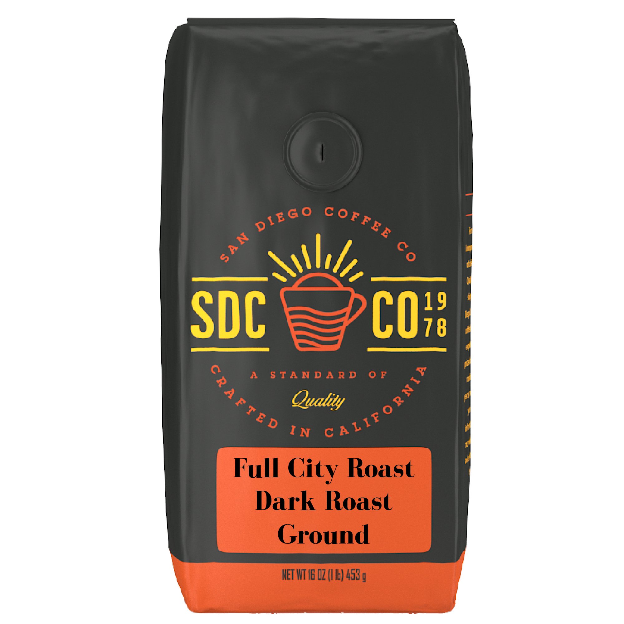 San Diego CoffeeFull City Roast, Dark Roast, Ground Coffee, 16-Ounce Bag Café molido tostado