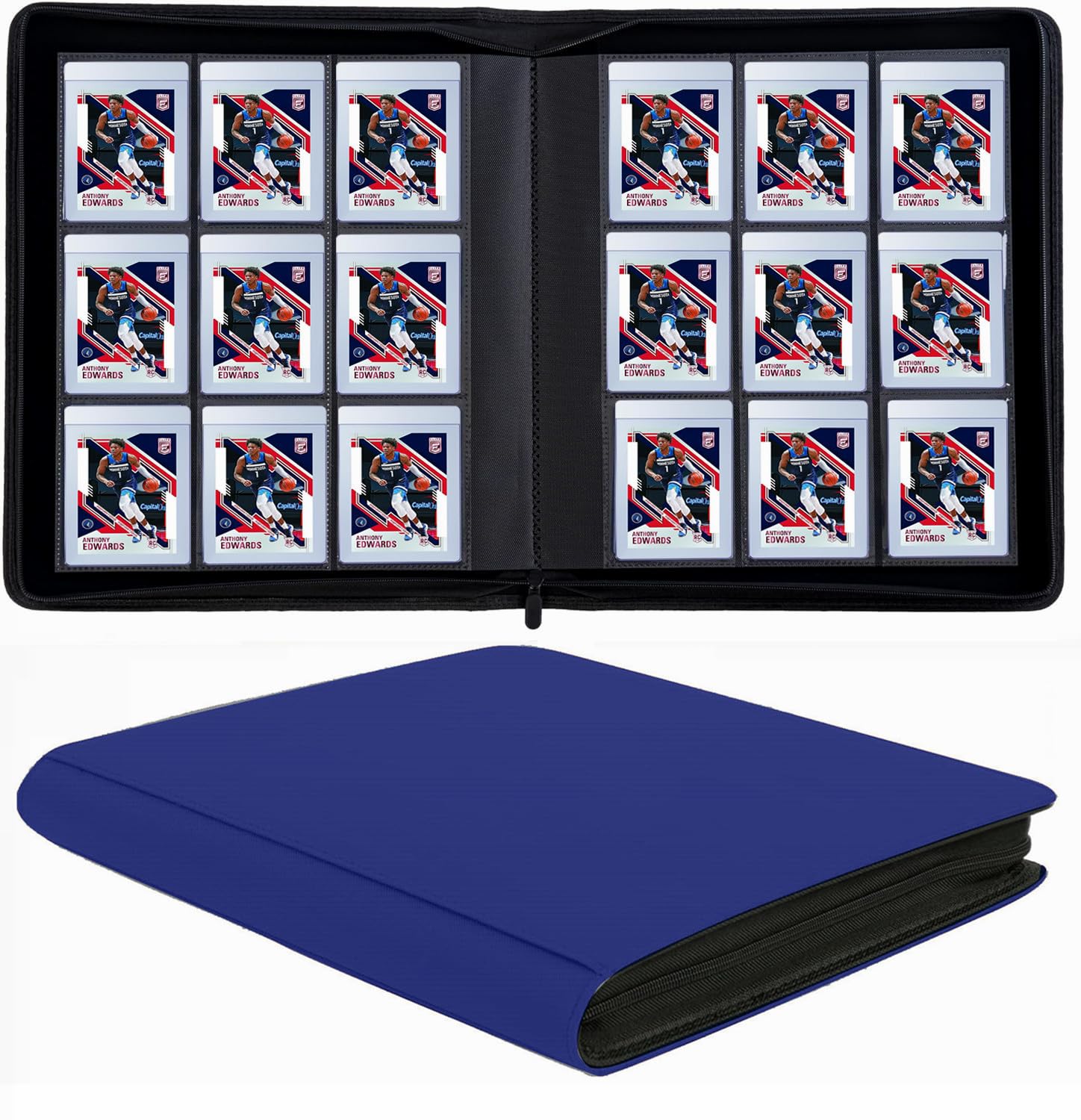 9 Pockets Card Binder for Semi Rigid Card Holders, Ringless Card Binder Album Holds 360Pcs Hard Sleeves, Semi Card Holder Binder with Sleeves for PSA, BGS & Grading, CSG, Clear TCG Protector (Blue)