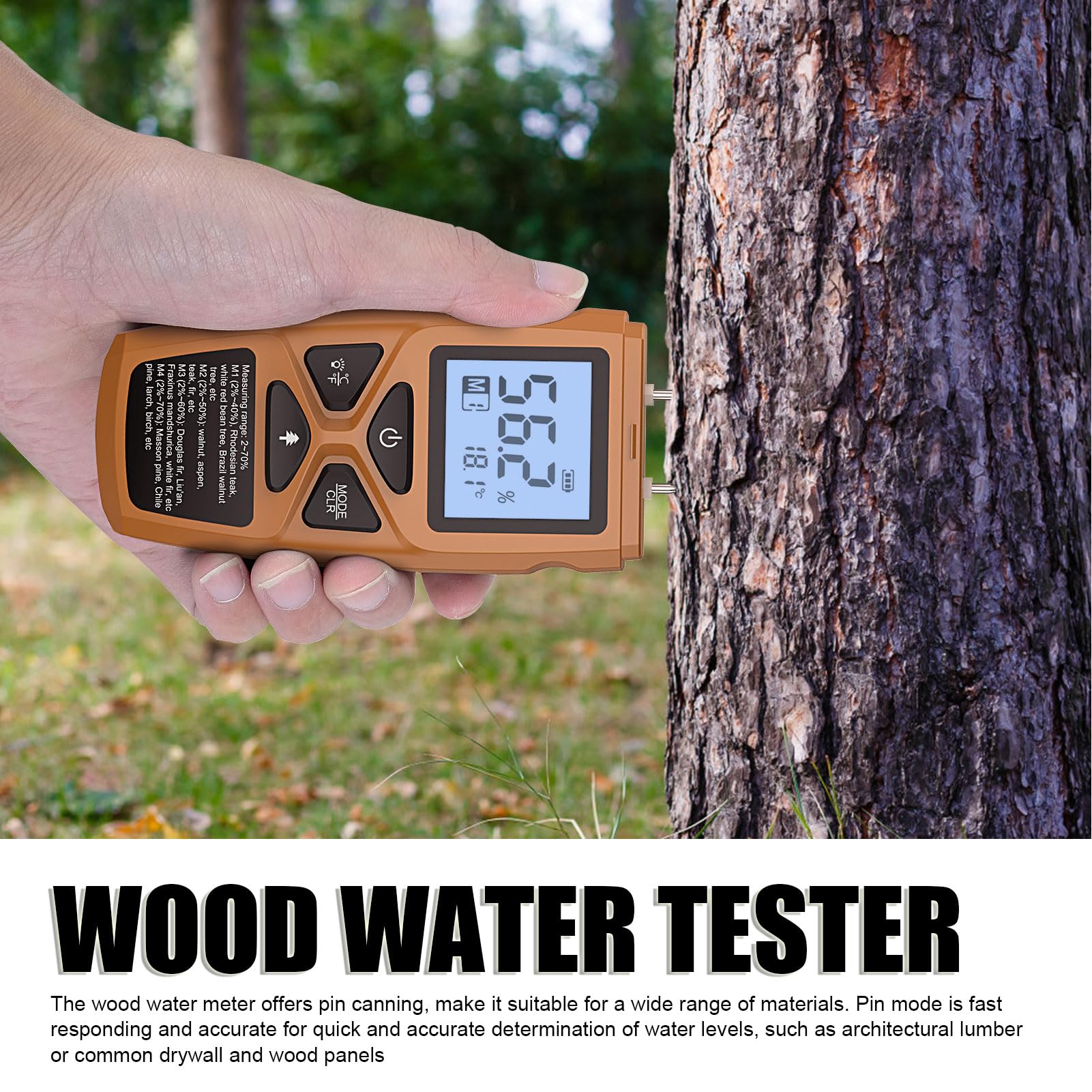 Wood Moistures Meter, Digital Moistures Detector Moistures Tester with Backlit Screen, Wood Water Meter Content Tester Detector Humidity Tester, Water Leak Detector for Wood