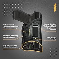 Vista 4 de IWB - Funda para pistola de Houston – Nobuck ECO de cuero oculto – Compatible con la mayoría de subcompactas 9/40/45 con láser