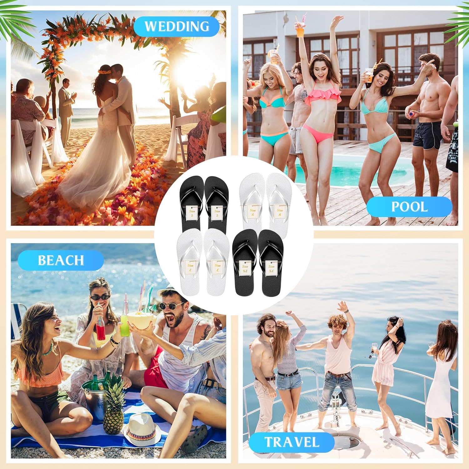Unittype 48 Pairs Flip Flops Bulk for Wedding Guests Hotel Slippers with Size Cards and Bags for Wedding Beach Pool - Image 5