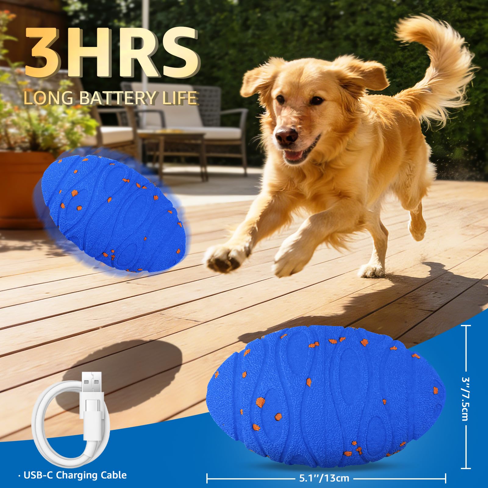 Dolita Jouet interactif pour chien 2 modes - Balle à mâcher automatique intelligente - Matériau E-TPU pour mâcheurs agressifs - Pour chiens de grande et moyenne taille