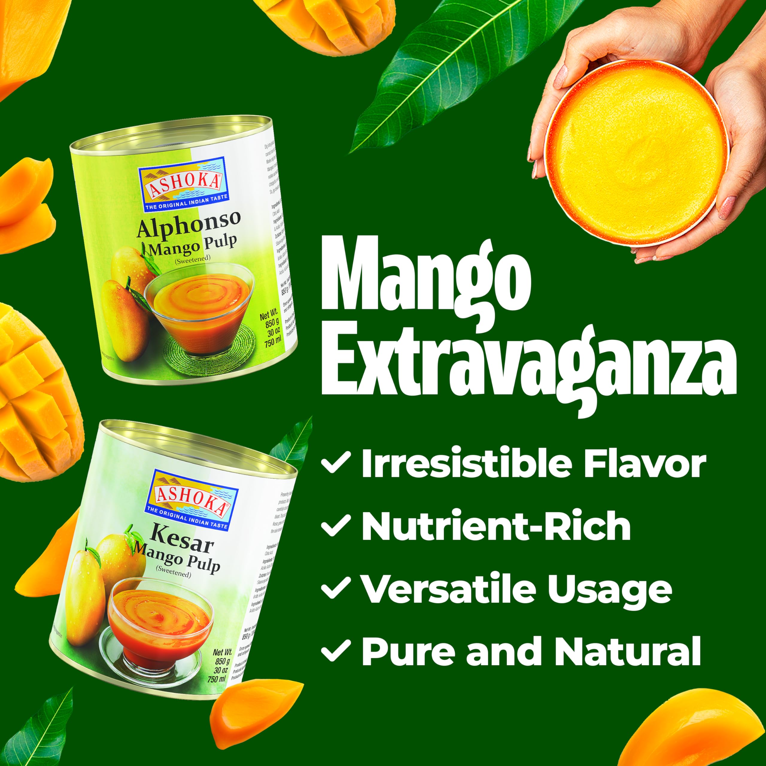 Ashoka Canned Mango Pulp, Premium Alphonso Mango Extract