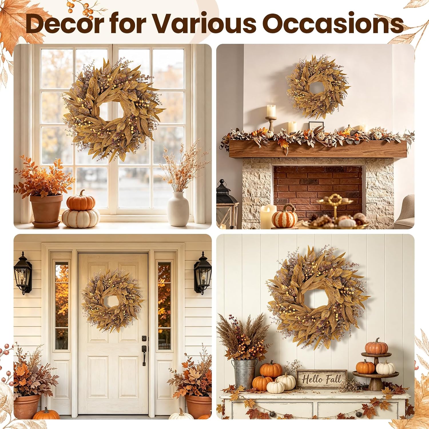 Fall Decorations for Home, Fall Autumn Eucalyptus Wreaths for Front Door