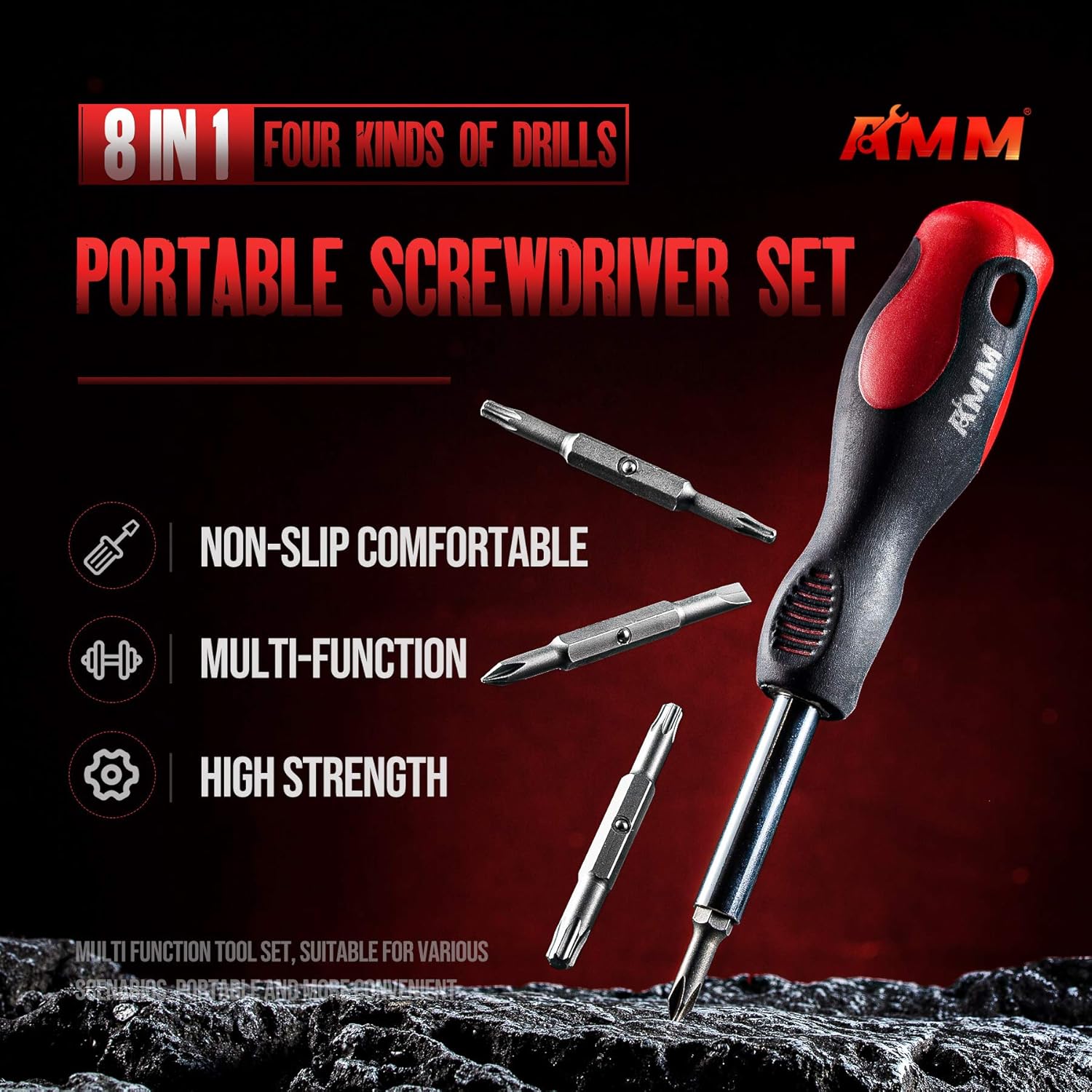 AMM 9-Piece screwdriver sets，Portable multi-purpose screwdriver，High- Strength Bits, Phillips, Slotted, Torx，Suitable for outdoor and daily repair tools, The best tool gift for a man - - 