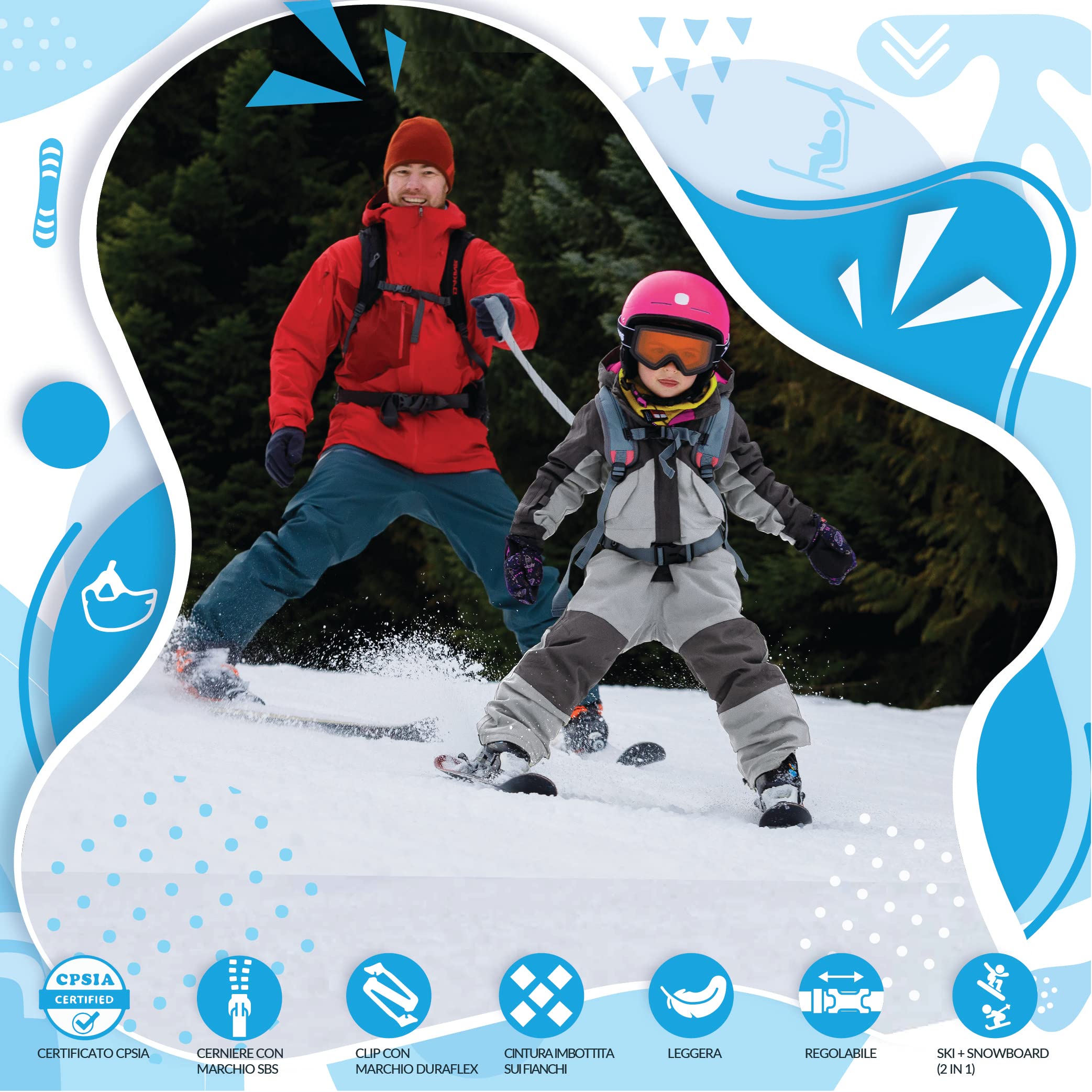 Sklon Zaino con Imbracatura accompagnare i più Piccoli nei Loro Primi Passi su Sci e Snowboard; puoi insegnare ai Tuoi Bambini Le basi dello Sci e dello Snowboard