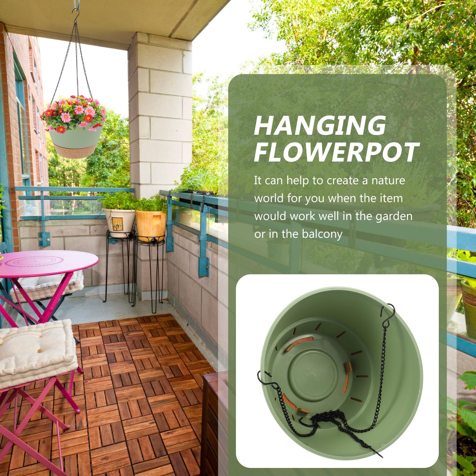 GLEAVI Pot à Fleurs Suspendu Rangement Suspendu 2pcs en Plastique pour Plantes Succulentes pour Balcon et Jardin Extérieur