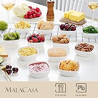 Vista 5 de MALACASA Juego de cuencos para salsas de porcelana de 5 oz, paquete de 12 ramekins pequeños, platos para salsas, ramekins pequeños apilables