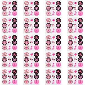 WANDIC 180 Round Breast Cancer Awareness Stickers Pink Bow Hope Stickers Party Decoration Label for Laptop Water Bottle Phone Women Hope Charity