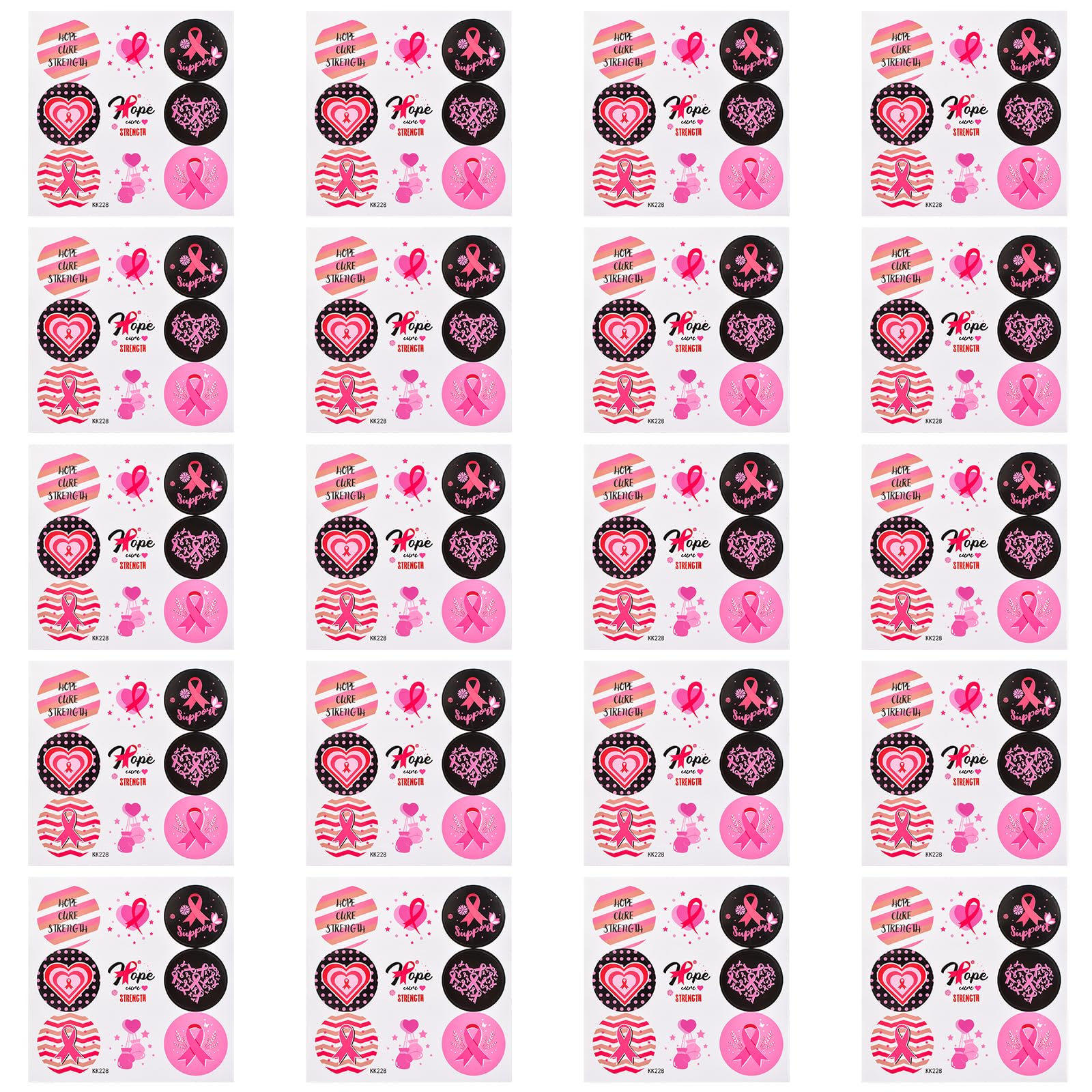 WANDIC 180Pcs Breast Cancer Awareness Round Stickers