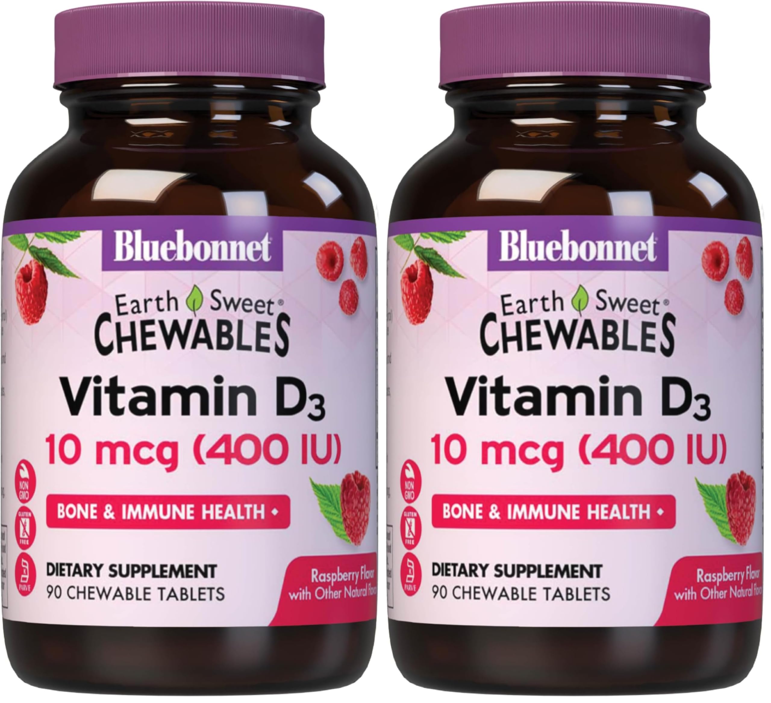 BlueBonnet Nutrition Earthsweet Chew VIT D3 400 IU 90 Count (Pack of 2)