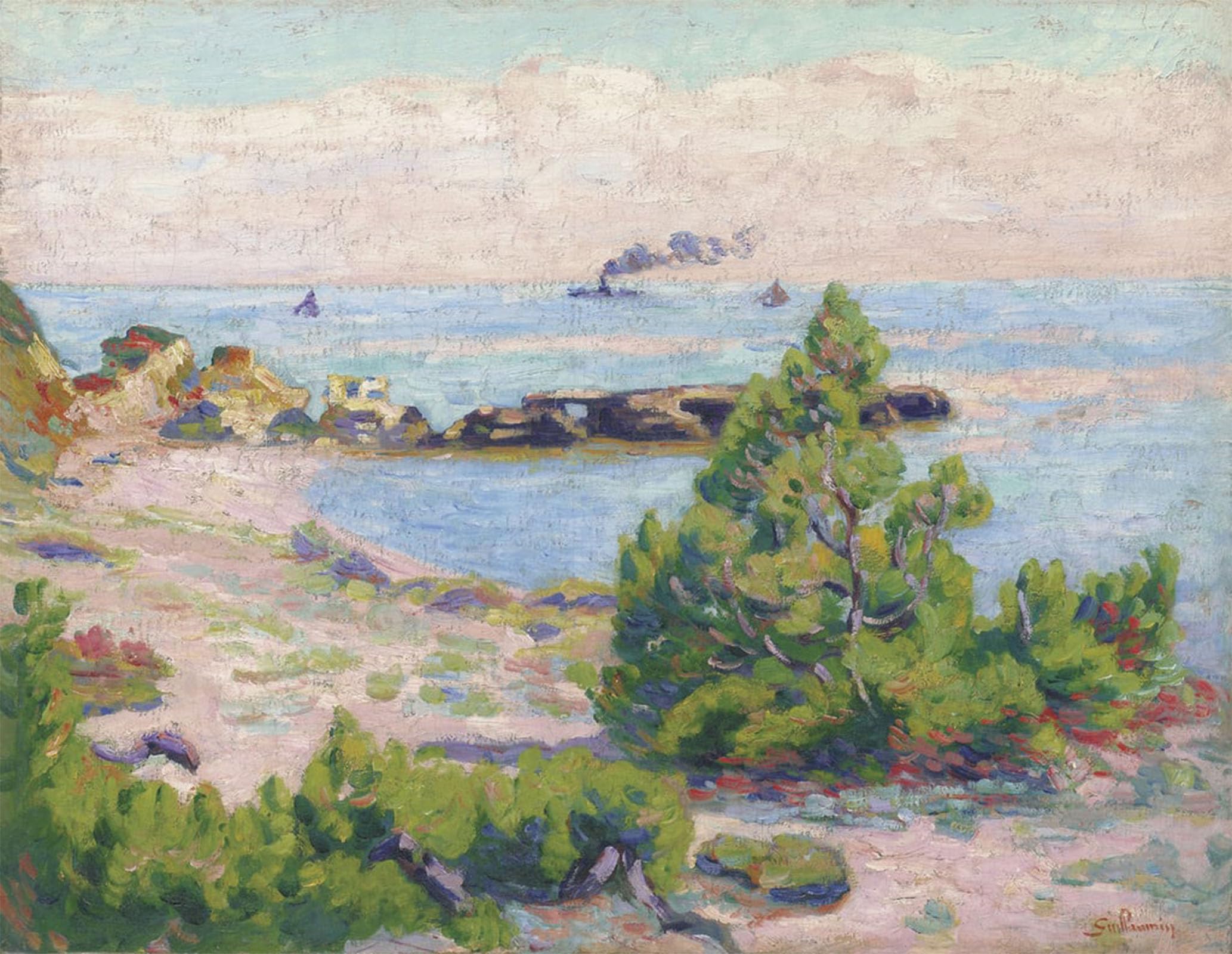 Posteriik No Frame Vintage Classic Picture Landscape Artwork Saint Palais By Jean Baptiste Armand Guillaumin Portrait Canvas Painting For Office Home Decor 60X90cm