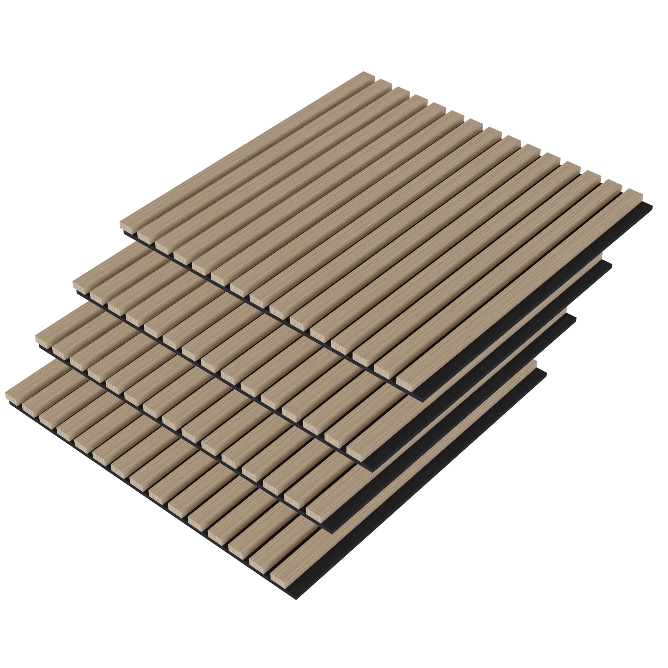 Conjunto de 4 paneles acústicos decorativos de MDF con revestimiento de fieltro – Revestimiento decorativo y fonoabsorbente para interiores y estudios 60 x 60 cm roble claro