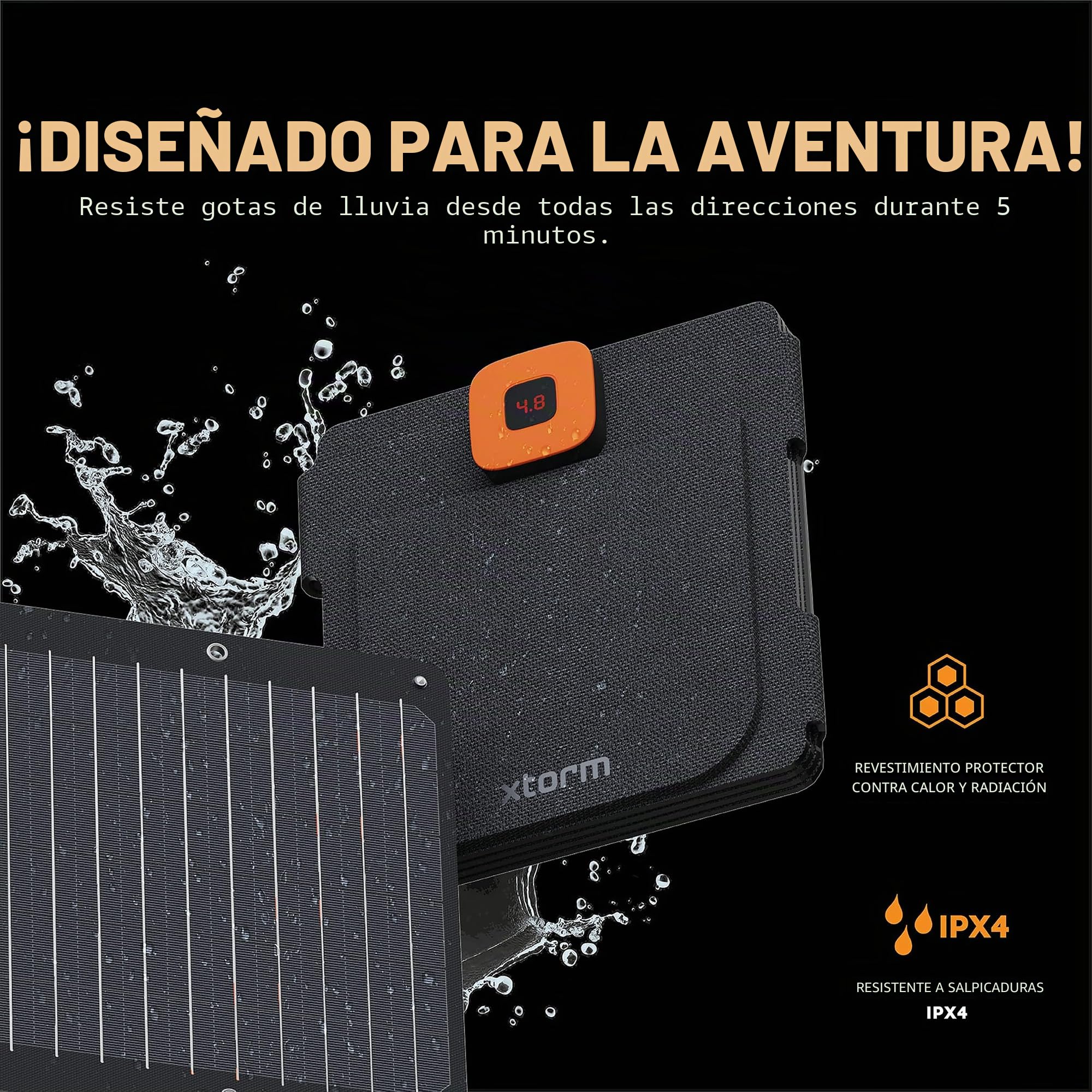 PANEL SOLAR PLEGABLE XR2S28 28W NEGRO XTORM