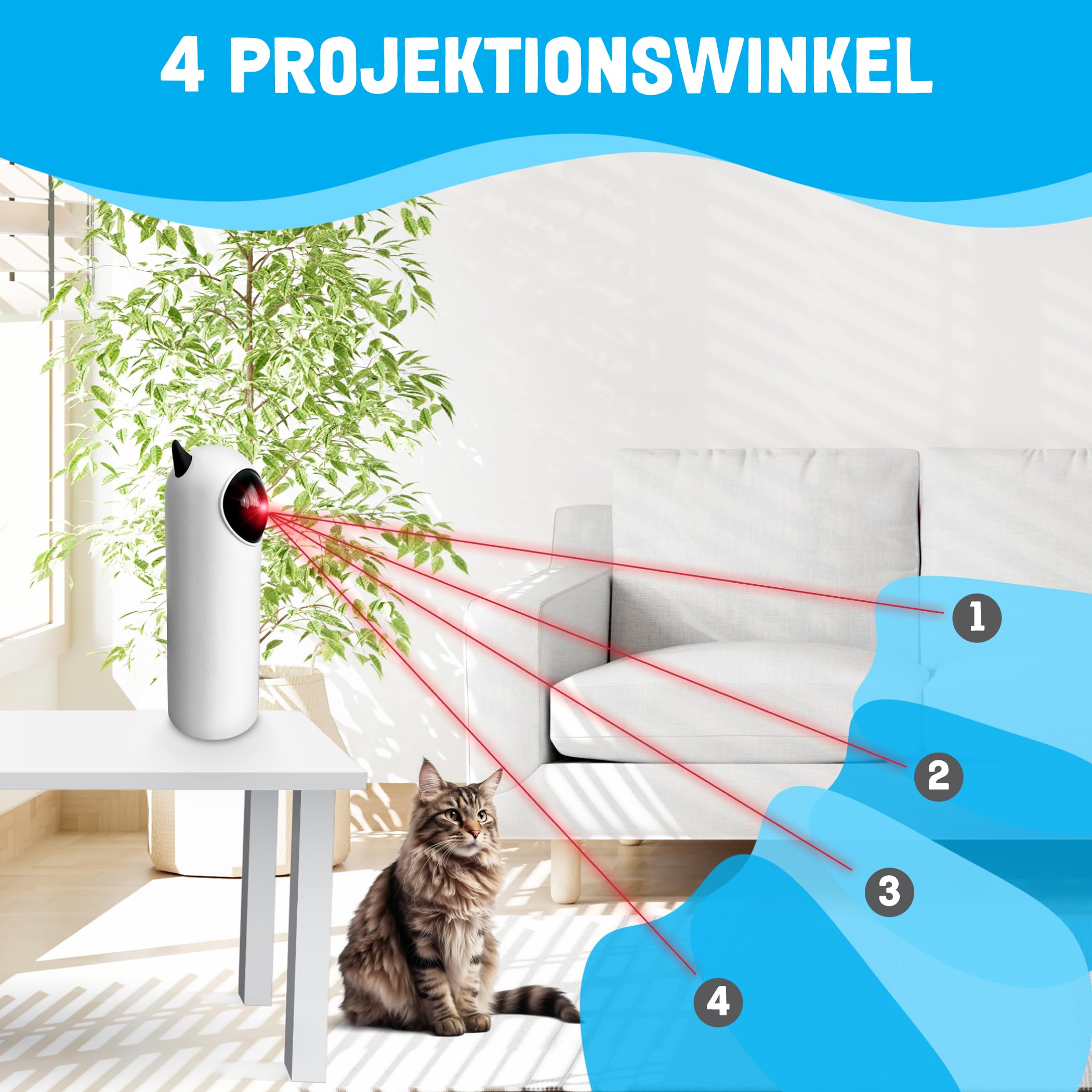 Interaktives bewegungsförderndes Katzenspielzeug mit automatischen & zufälligen Laserprojektionen - verstellbare Geschwindigkeit - Laserpointer für körperliche & geistige Aktivität für Ihre Katze