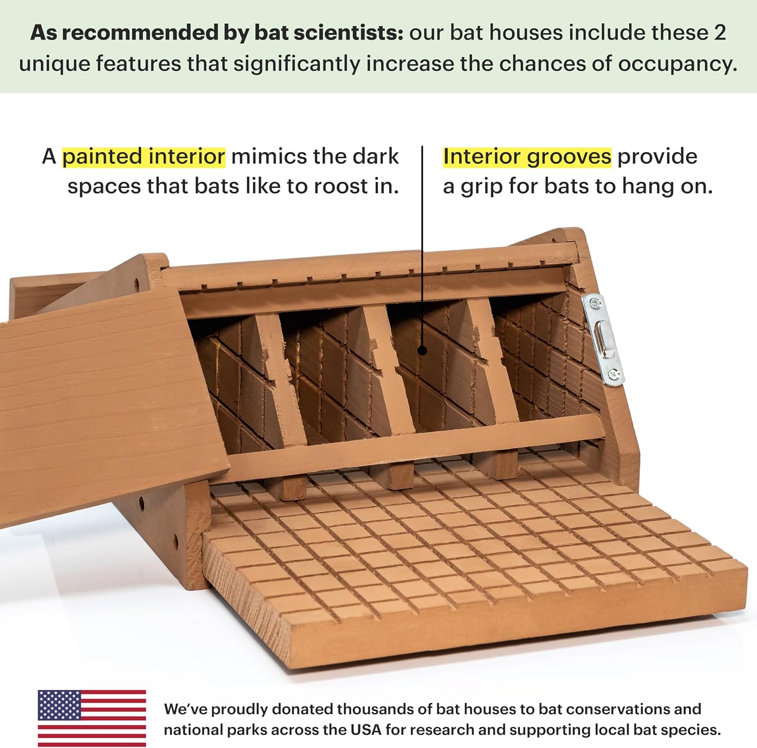 WHITEHORSE 4-Compartment Bat House - A Premium Cedar Bat Box that is Built to Last - Enjoy a Healthier Yard with Fewer Mosquitos While Supporting Bats (Brown)