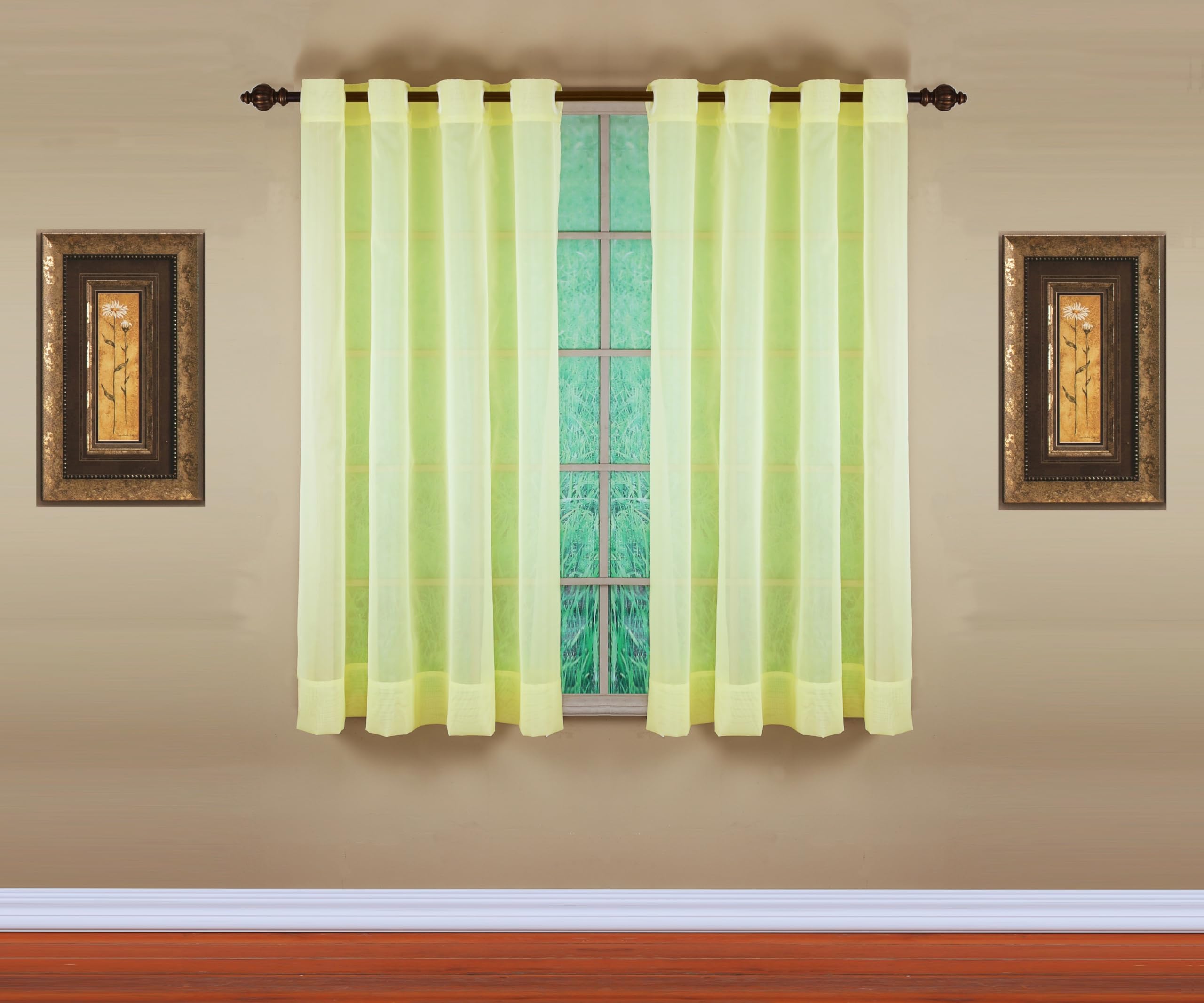 Today's Curtain, Emelia Grommet Sheer Panel 63" Yellow, 59" W x 63" L