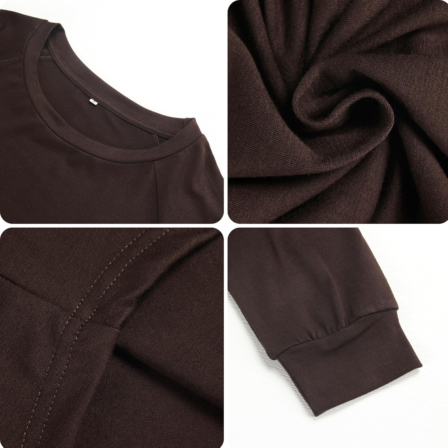 PRIMODA Women's Loose Fit Raglan Long Sleeve Shirts Round Neck Tunic Tops Curved Hem Long T Shirt - Image 5