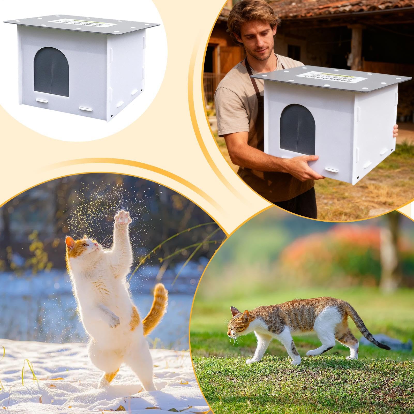 Outdoor Cat House, 45 x 40 x 40 cm, odporny na warunki atmosferyczne, materiał PP, wiatroszczelny i przeciwdeszczowy, wnęka na ogród, podwórko, patio, ganek