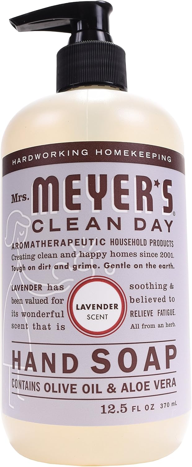 Mrs. Meyer's Hand Soap, Made with Essential Oils, Biodegradable Formula, Lavender, 12.5 fl. oz - Pack of 3