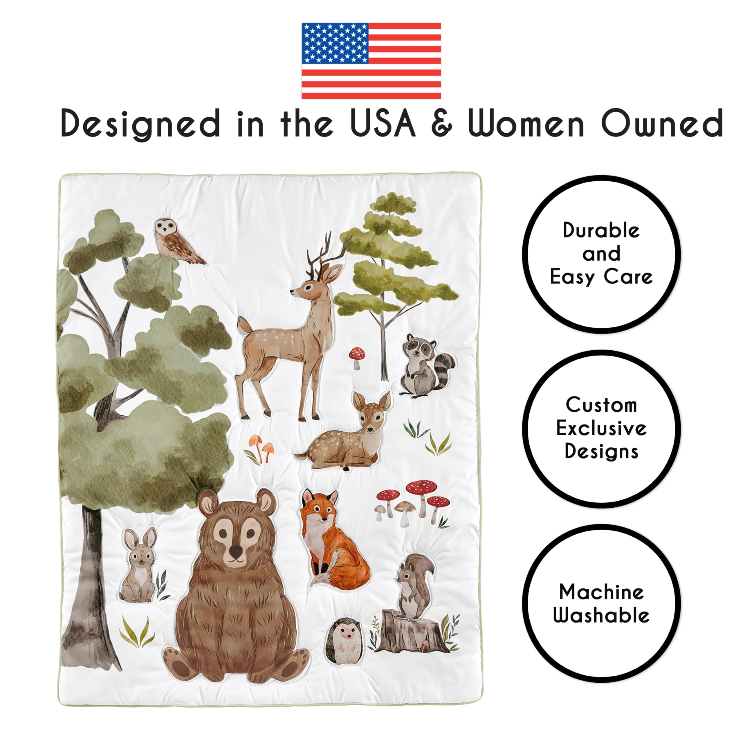 Sweet Jojo Designs Woodland Forest Animals Boy Girl Gender Neutral Baby Crib Bedding Set Infant Nursery Room BreathableBaby Breathable Mesh Crib Liner 6p Animal Friends Bear Fox Igel Watercolor