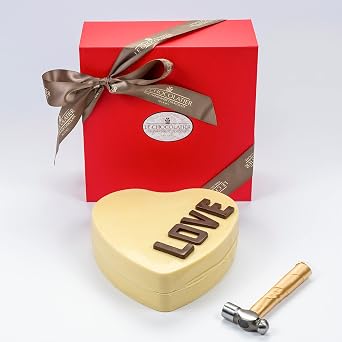 Le Chocolatier Gourmet Chocolate Heart & Truffle Smash Box - White Chocolate, Large 17 Pc. - Premium White Chocolate Heart Smash Box Filled with Decadent Assorted Truffles Perfect for Chocolate Lovers, Birthdays, Gifts, and Holidays