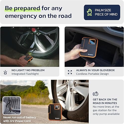 Miniatura 6 de Inflador de neumáticos SUV Compresor de aire portátil para todoterreno - Bomba de aire de 150 PSI para neumáticos de automóvil con botón de