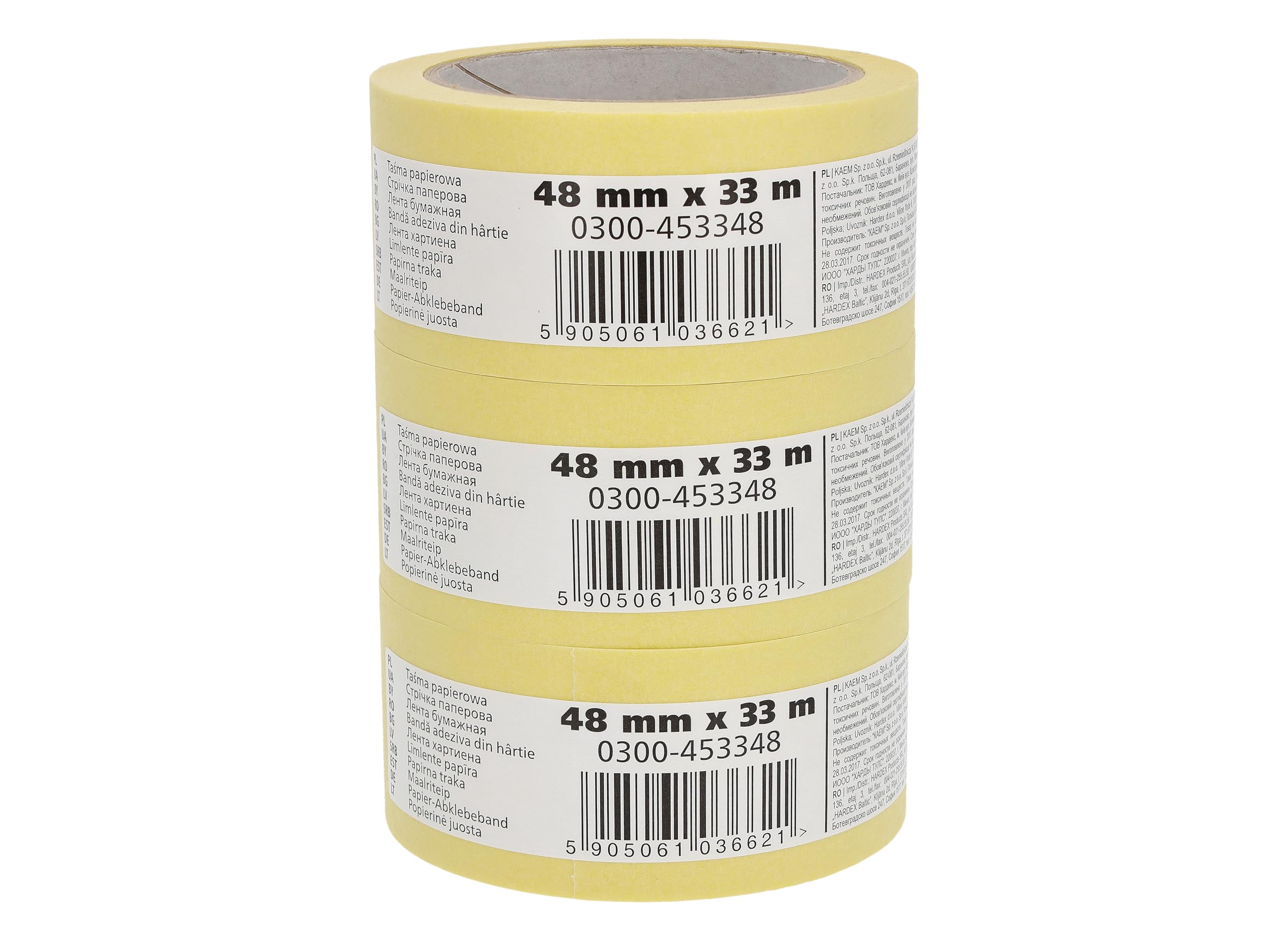 Scley A0303-450148 Masking Tape Width 48 mm Length 33 m Pack of 3 Yellow Painter's Masking Tape for Painting Work Series 545
