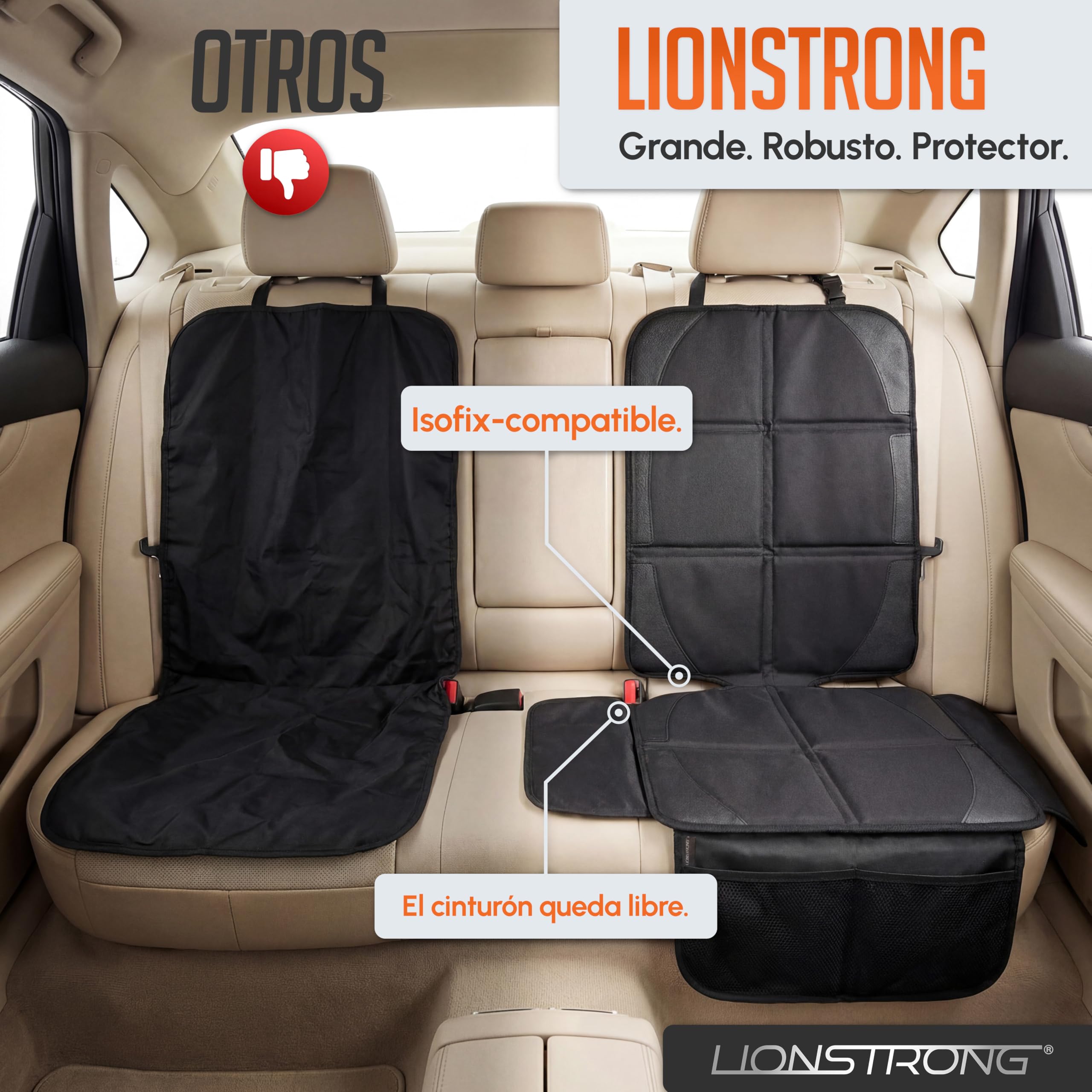 LIONSTRONG® Fundas para Sillas de Coche [Compatible ISOFIX] - Negro