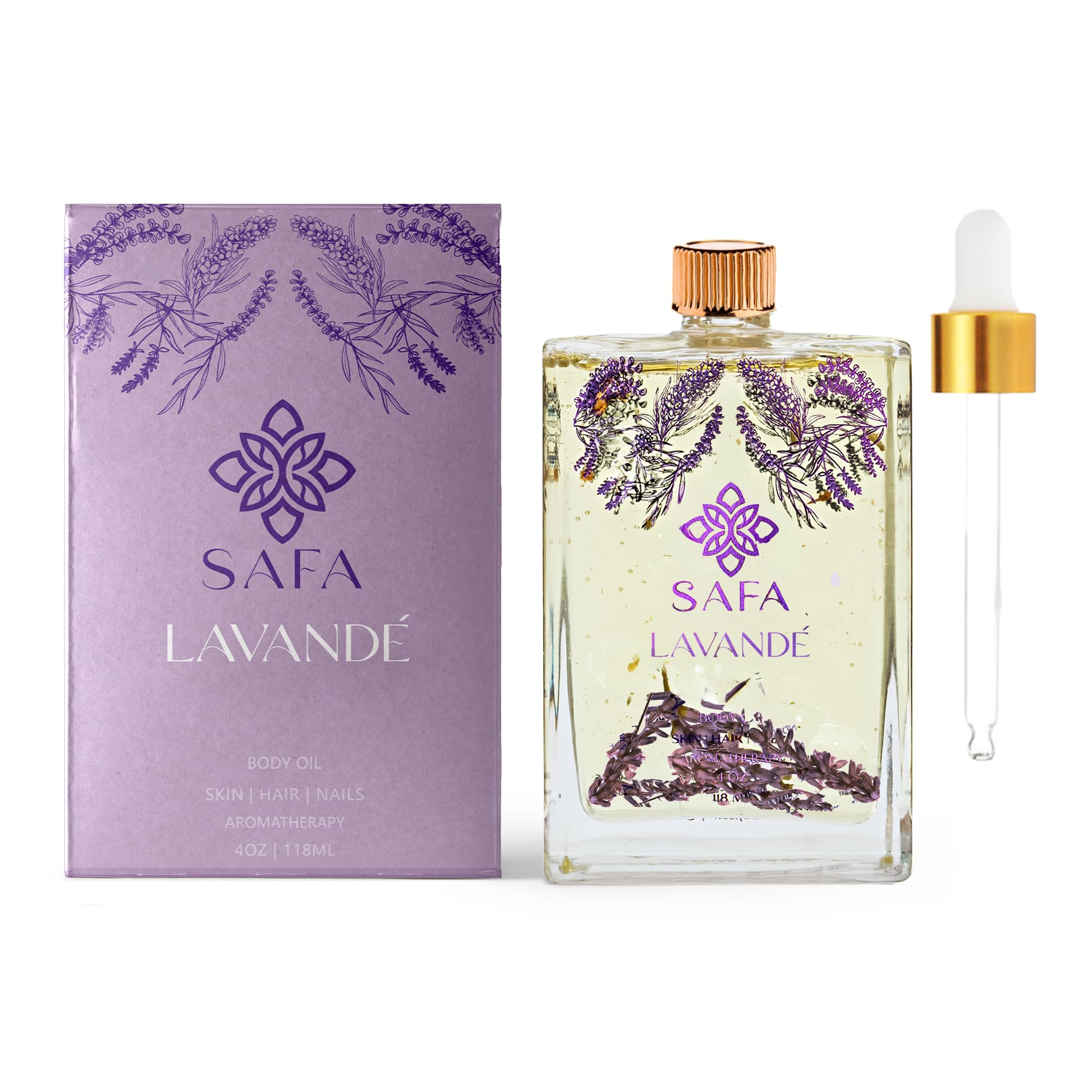 SAFA Lavender Roll On Essential Oil – Travel Size Pocket Fragrance – Pure Organic Lavender Scented Roller Oil - Long Lasting Fragrance – Ideal Gift for Women - No Additives, Alc Free 10mL (4 Fl Oz)