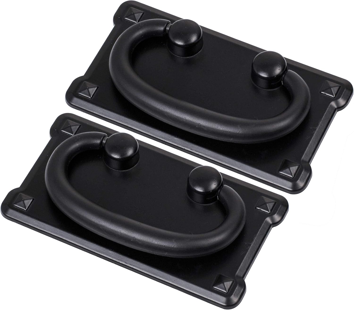 INCREWAY Pull Handle, 2 Packs 3 Inch Furniture Ring Pulls with Screws, Antique Mission Drawer Pulls Cabinet Flatback Hardware Handles for Kitchen Cabinet Dresser,Black
