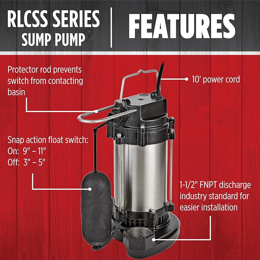 ダパンプ　RED Red Lion 1/3 HP 3200 gph Thermoplastic Vertical Float Switch