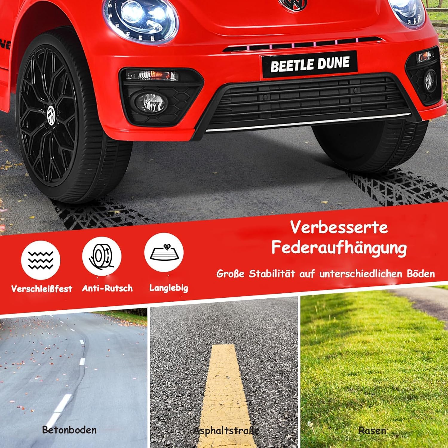 DREAMADE Elektroauto für Kinder, 12V Kinderfahrzeug mit 2,4G Fernbedienung, Kinderauto elektrisch mit LED-Licht & Musik & Sicherheitsgurt, Elektrofahrzueg für Kinder ab 3 Jahre (Rot)