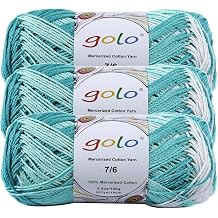 golo Mercerized Cotton Yarn for Hand Knitting,7/6,3 Pack, 10oz,Crochet Yarn for Hand Knitting D83-Cyan