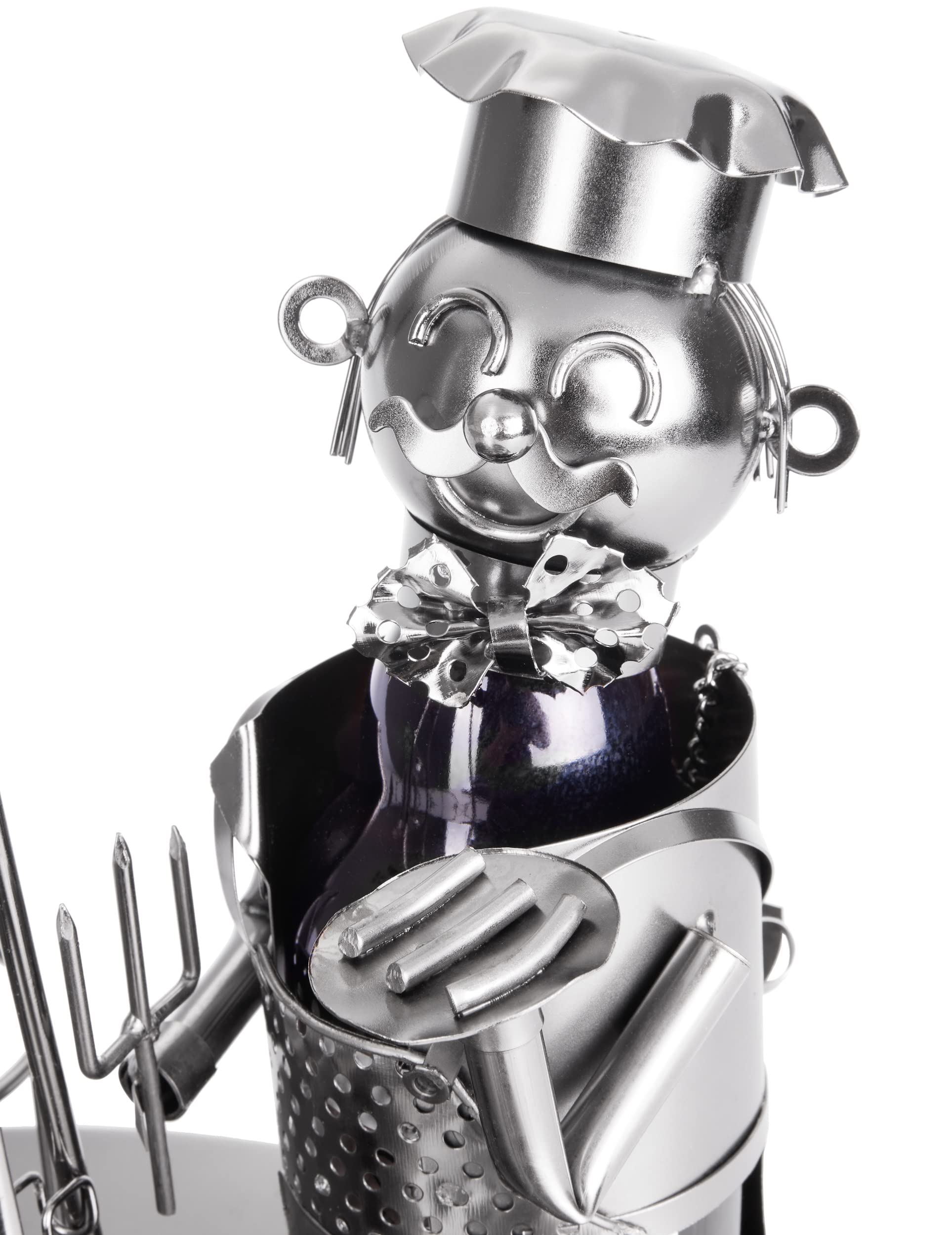 BRUBAKER Flaschenhalter Grillmeister mit Schwenkgrill Metall Skulptur mit Geschenkkarte