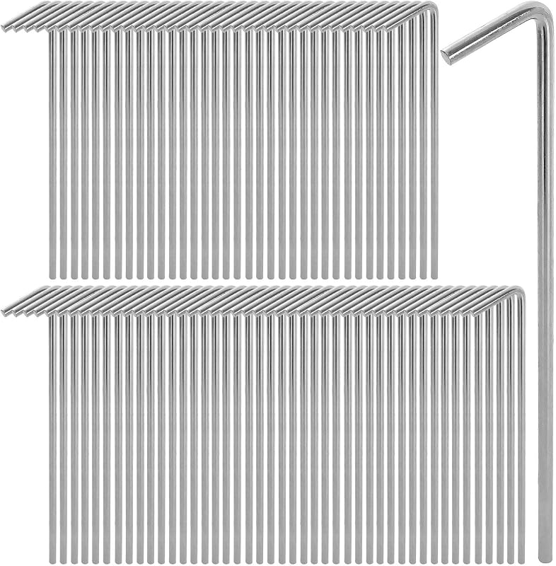 Paquete de 100 estacas para tienda de campaña de 6-3/4 pulgadas, estacas de metal de acero galvanizado, estacas de jardín, ganchos para valla, clavijas para camping, refugios, lonas, marquesinas, estacas de decoración navideña