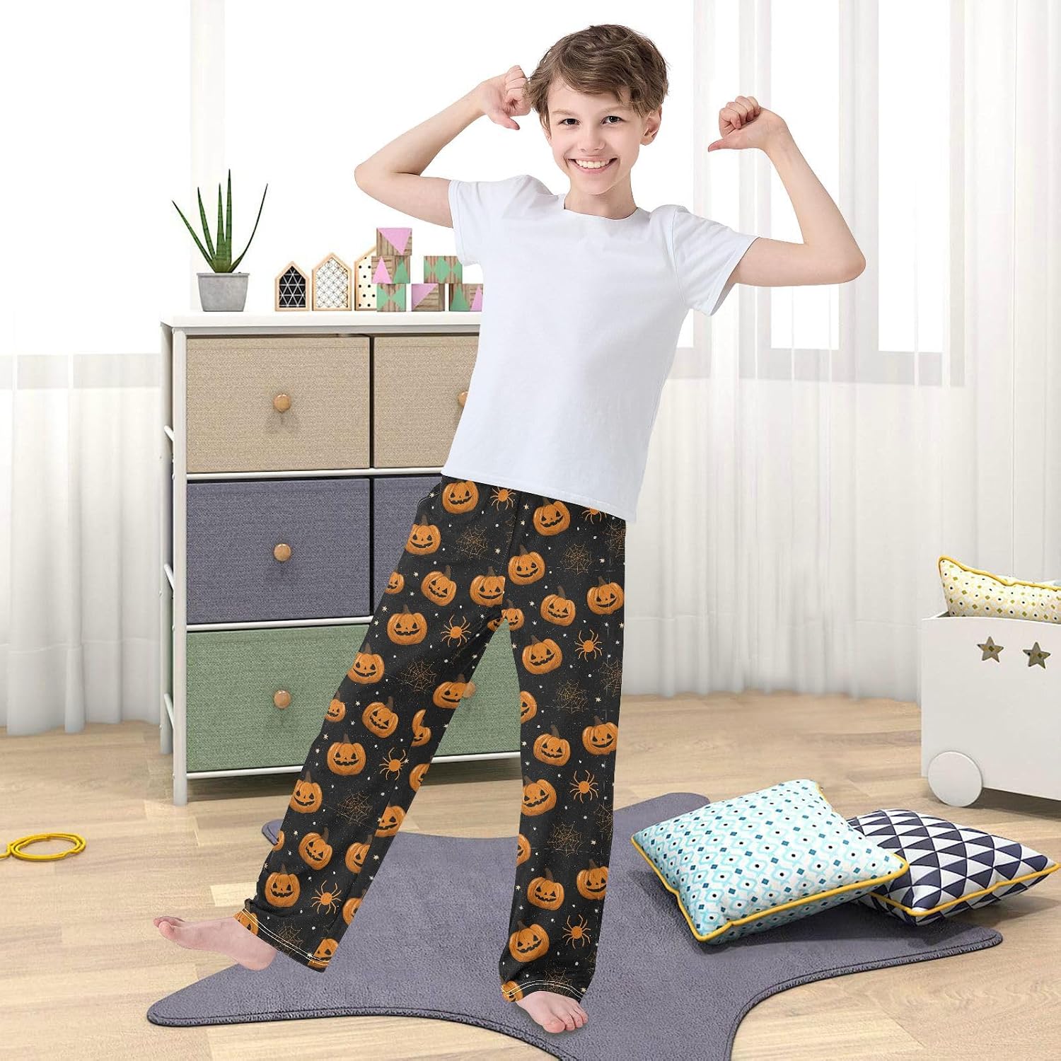 Pfrewn Pajama Pants Halloween Lounge Pants Soft Pajama Bottoms with Pockets