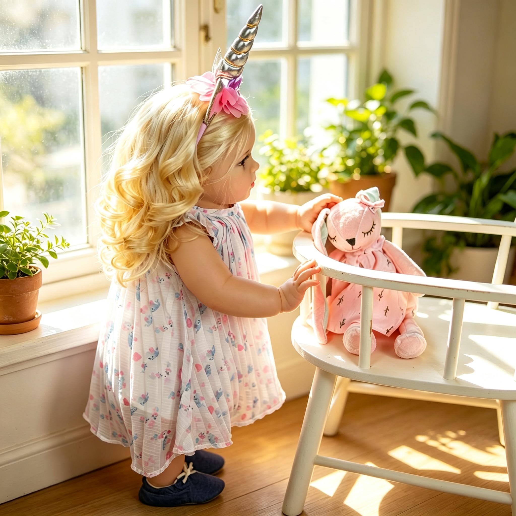 66CM Lebensecht Reborn Baby Puppen Mädchen Stoffkörper Pippa Kleinkind Look Real Lebensecht Reborn Babypuppe mit Langes Blondes Haar Realistic Neugeborenen-Puppen Kleinkindpuppen Spielzeug