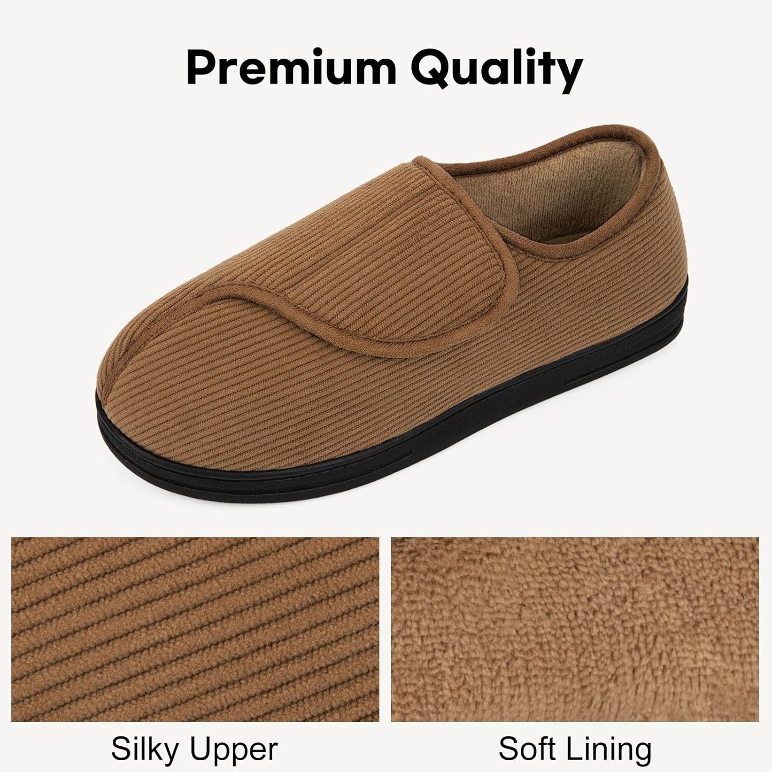 LongBay Men's Memory Foam Diabetic Slippers Comfy Warm Plush Fleece Arthritis Edema Swollen House Shoes - Image 4