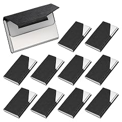 PATIKIL 10Pcs Professional Business Card Holder Case Luxury PU Leather Stainless Steel Name Card Credit Card Holder for
