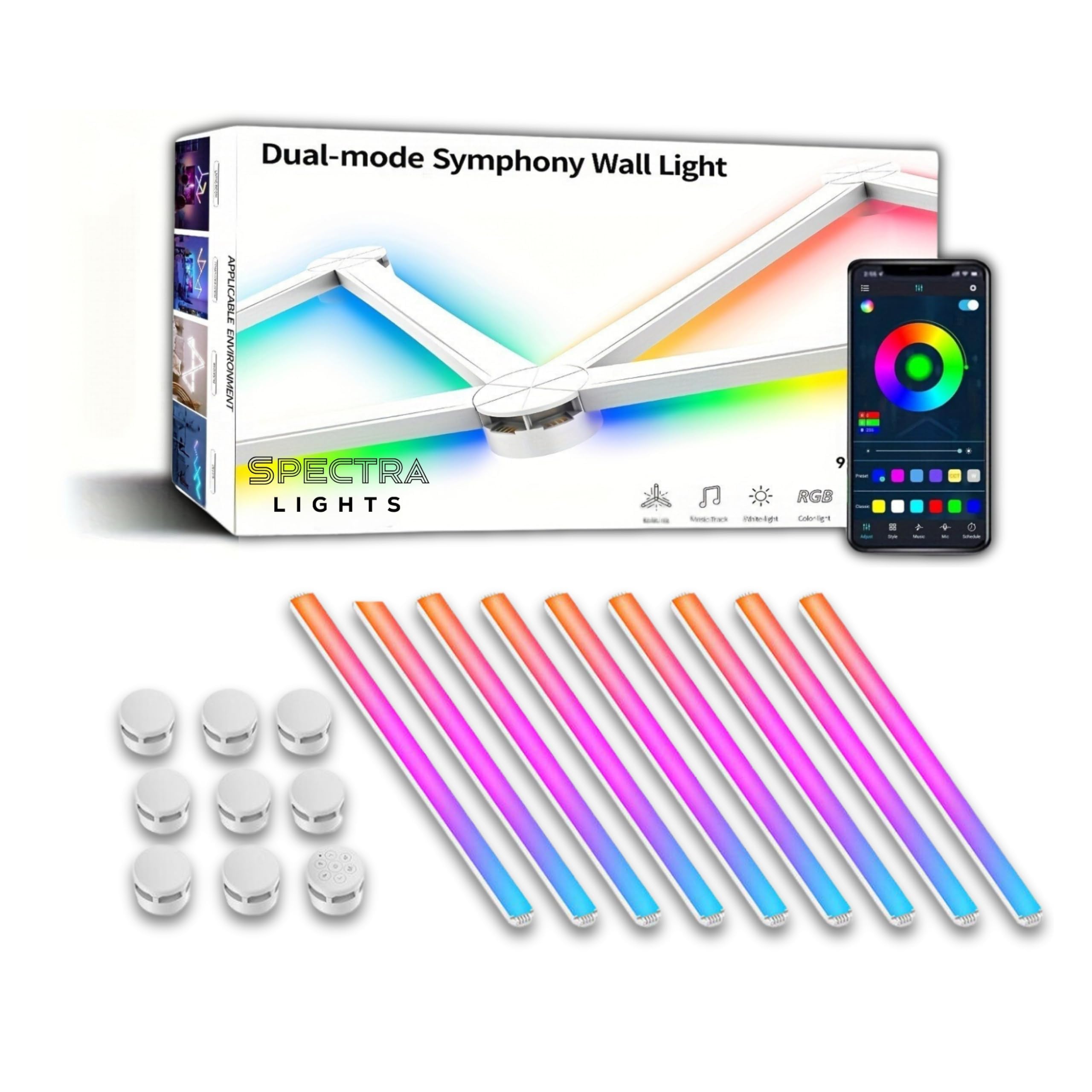 Spectra Lights Smart, Customisable LED Line Wall Panels with RGBIC Lights, Remote, WiFi & App Control (Pack of 9)-picture-19